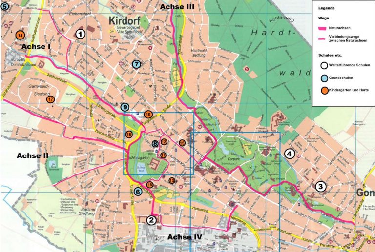 Übersichtplan von Bad Homburg mit neuen Naturachsen | FDP Bad Homburg
